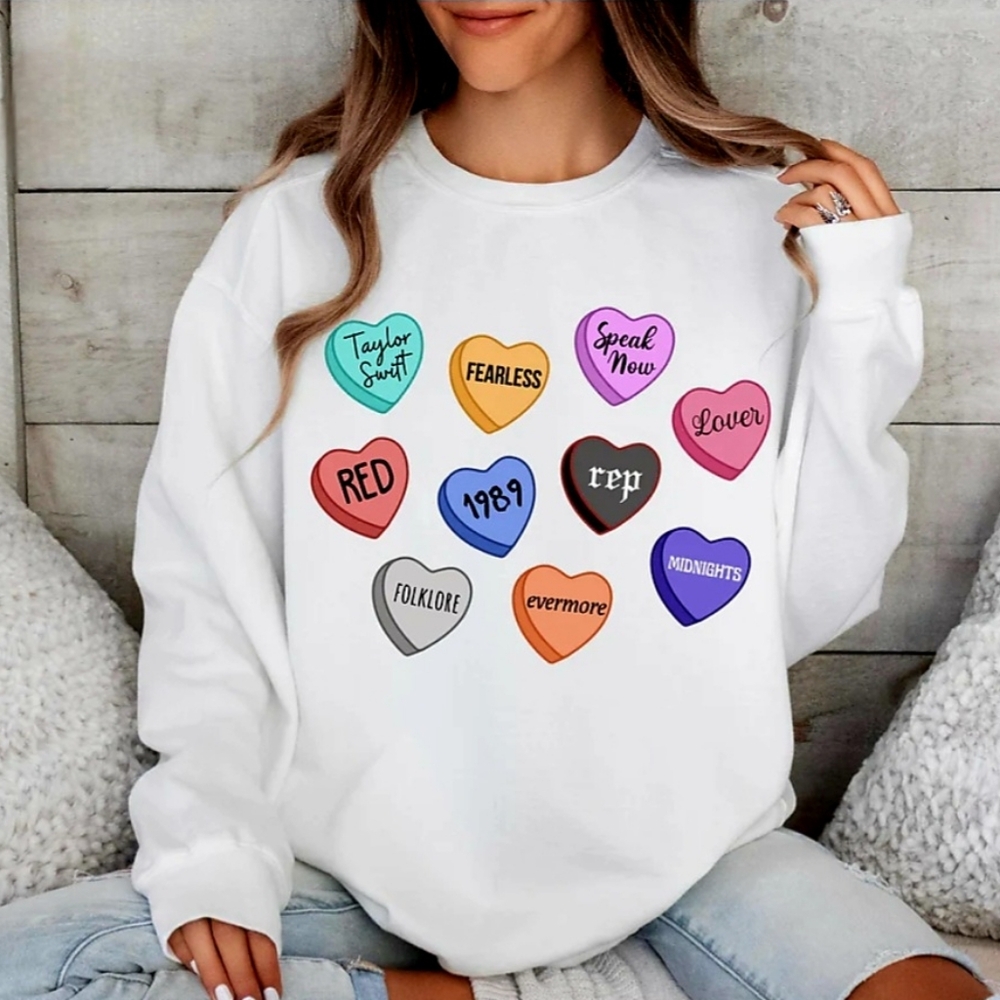 🆕️ ☆ Taylor Swift 'Eras' Candy Heart Sweatshirt